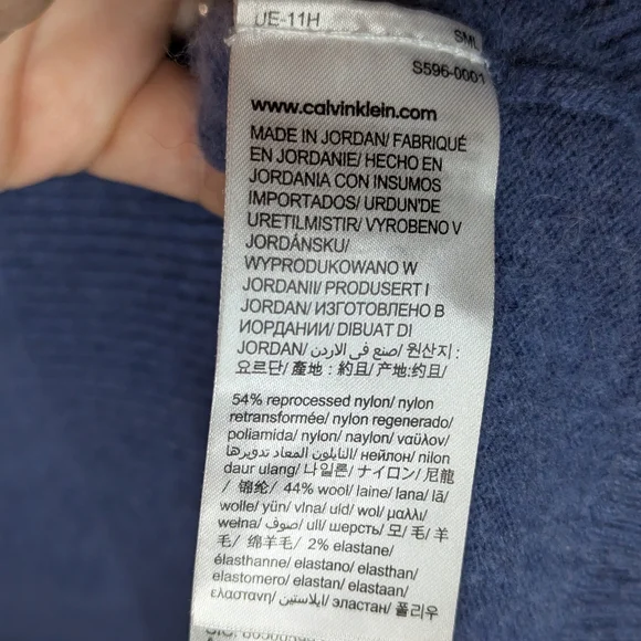 Calvin Klein Blue Wool Blend Crew Neck Sweater Men’s Medium - Picture 6 of 13